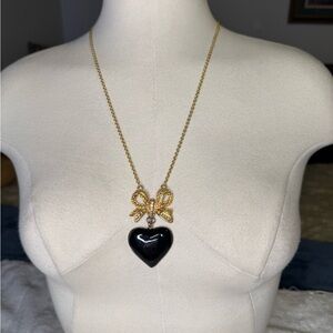 Express Gold and Black Heart Pendant Necklace